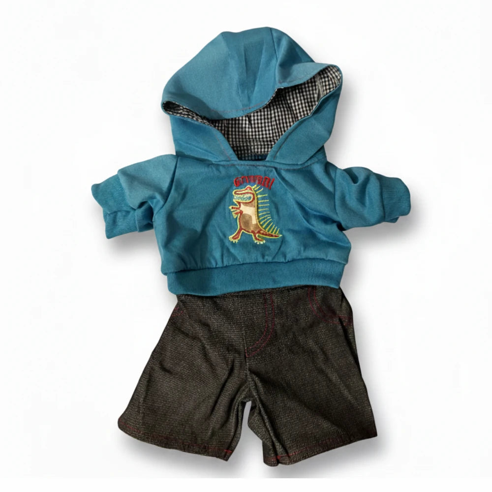 Sweat à capuche avec jean pour doudou de 40 cm