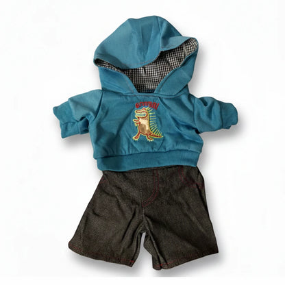 Sweat à capuche avec jean pour doudou de 40 cm